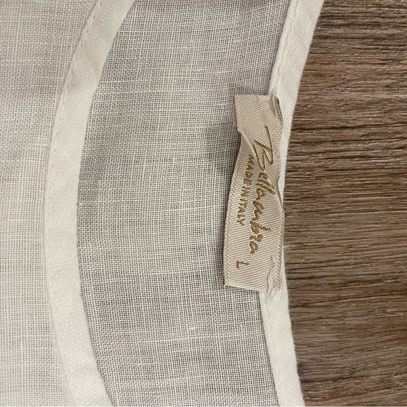 BELLAMBRA Women Large Linen Top Tunic White Balloon Sleeve Made in Italy Coastal - Picture 6 of 10